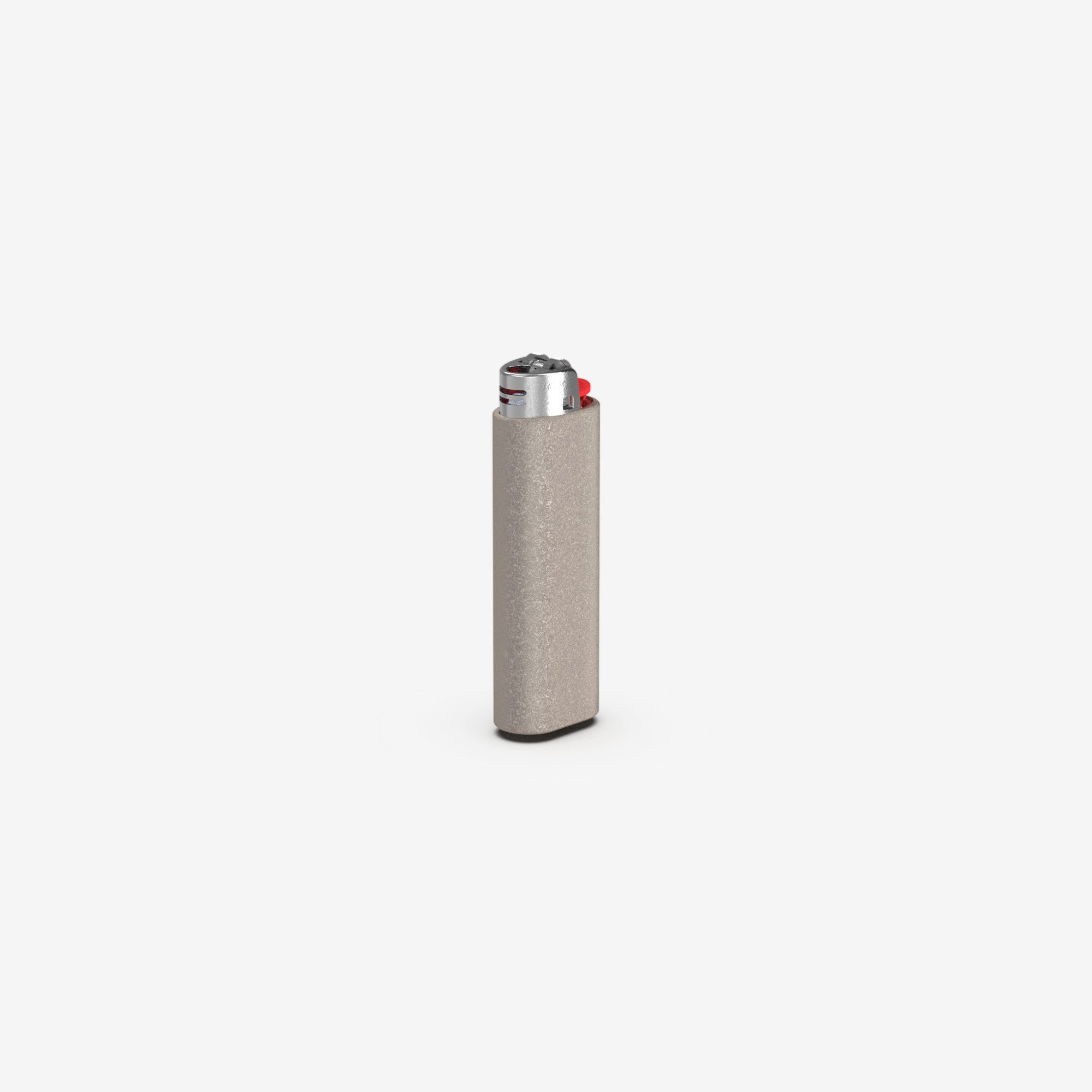 3/4 view of titanium classic holder with bic lighter